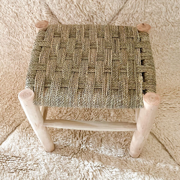 Tabouret bois et doum Tabatha 43 Nat Artisanat Maroc Vision Originale Marrakech