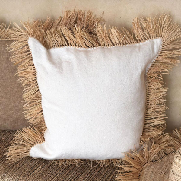 Coussin artisanal Raffy blanc Marrakech Vision Originale