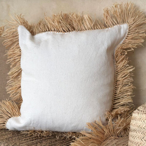 Coussin artisanal Raffy blanc Marrakech Vision Originale