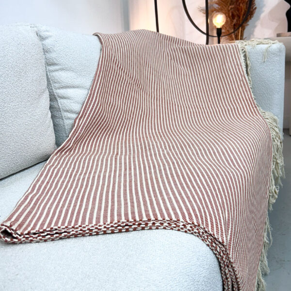 Couverture Zebra Terracotta en coton Marrakech Vision Originale