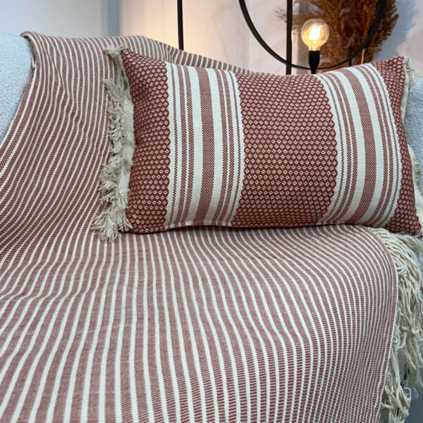 Couverture Zebra Terracotta en coton Marrakech Vision Originale